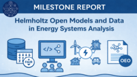 Icons for milestone report with ESD logo, computer, people